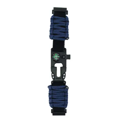 Image de bracelet paracorde 6 en 1, 22 mm, avec boucle à ardillon, lanceur de feu, boussole et sifflet, compatible avec Huami Midnight Blue