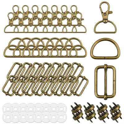 56-teiliges Set Karabinerhaken, D-Ringe, Schnallen, bronzefarben