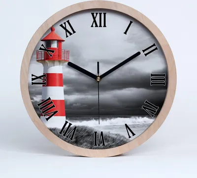 Produktbild von Holzuhr 30fi cm wanduhr - schwarze Spitzen - Leuchtturm