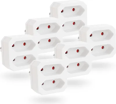 Produktbild von greate 6x Doppelstecker für Steckdose 2fach bis max. 1100W - zweifach Steckdosenadapter, Doppelsteckdose