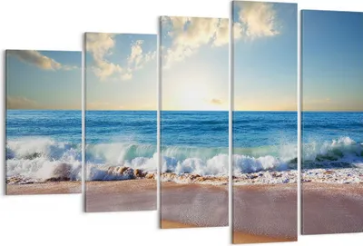 Produktbild von Bild auf Leinwand - Leinwandbild - Meer Ufer Wasser - 150x100cm - Wand Bild - Wanddeko - Leinwanddruck - Bilder - Kunstdruck - Wanddekoration - Leinwand bilder - Wandkunst - EG150x100-3551