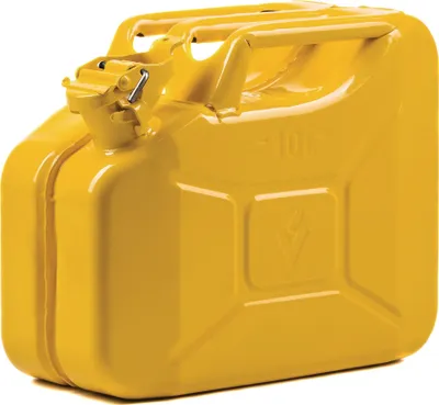 Obrázok produktu pre Kanister na palivo 10l žltý zinok RAL 1018 oceľový plech 0,9mm L345xŠ165xV275mm VALPRO