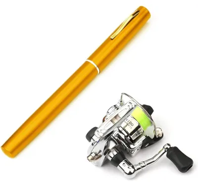 Produktbild von Mini Angelrute mit Angelrolle, faltbar, 1M, Glasfaser, Aluminiumlegierung
