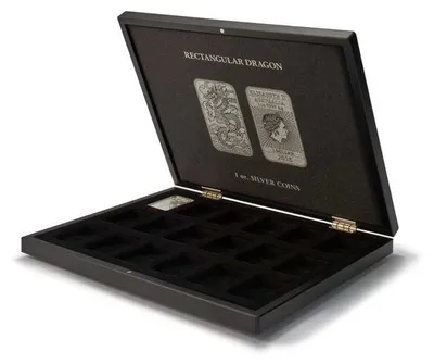 Produktbild von Volterra Uno - Münzkassette für 18 Silbermünzen „Rectangular Dragon“ in Kapseln
