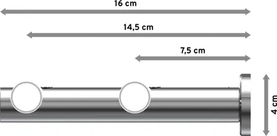 Produktbild von Interdeco Gardinenstange / Vorhangstange Schwarz / Chrom, Typ Platon Luino (Kugel), 20 mm Ø 2-läufig, 320 cm