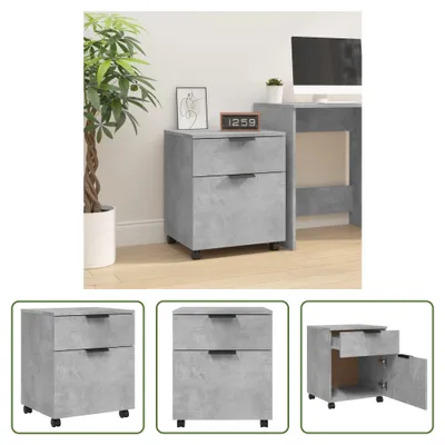 Produktbild von The Living Store Mobiler Aktenschrank mit Rollen Betongrau 45x38x54 cm