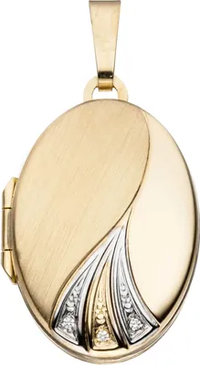 Produktbild von Amulett Medaillon Anhänger aus 333 Gold Gelbgold teilmatt oval Damen
