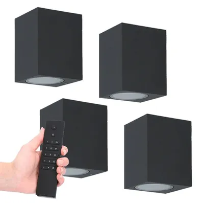 Produktbild von hoftronic LED-Wandleuchte 4W 345lm 2700K GU10 Schwarz IP65 Set 4er