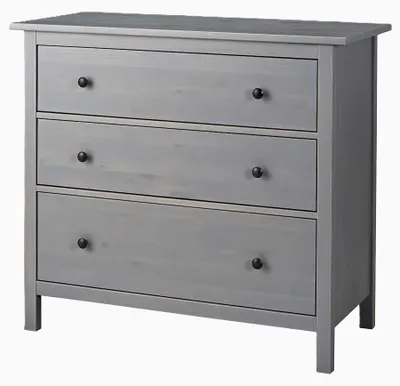 Zdjęcie produktu dla komoda IKEA HEMNES z 3 szufladami, szary bejcowane,108x96x50 cm