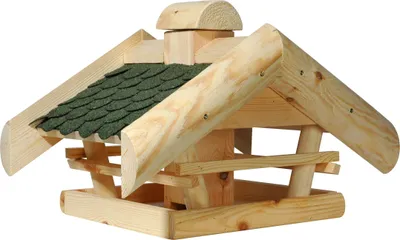 Produktbild von Traditionelles Vogelfutterhaus, Vogelhaus mit Bitumenschindel-Dach, 49 x 38 x 29 cm, Kiefer, Grün