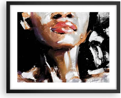 Produktbild von Gerahmtes Poster - Schwarzer Rahmen - Öl Mund Frau - 50x40 cm - Wand Bild - Wanddeko - Wandbilder - Kunstposter - Wandposter - Bilderrahmen - Bilder - Kunstdruck - Wanddekoration - P2BAA50x40-4724