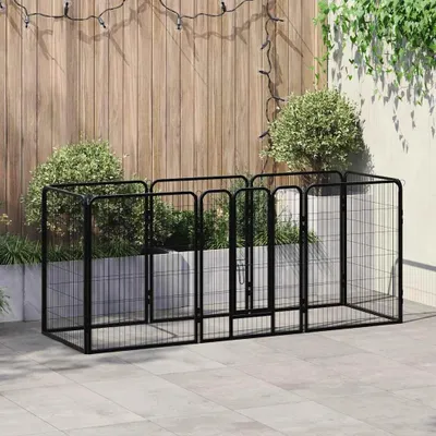 Obrázek produktu pro vidaXL ohrádka pro psy 8 panelů ocel 80 x 100 cm černá