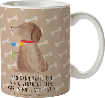 Produktbild von Mr. & Mrs. Panda Kaffeetasse Hund Blume - Hundeglück - Geschenk, Verrückt, Haha, Teebecher, Teetasse, Pott, Hunde, Keramiktasse, Sprüche, Niedlich, Tasse