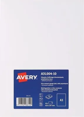 Image de Avery A3L004-10 étiquette à imprimer Blanc Imprimante d'étiquette adhésive