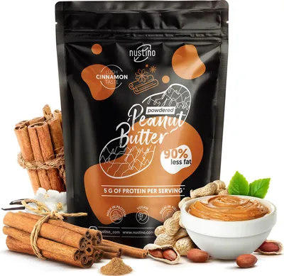 Produktbild von Nustino - Erdnussbutter Pulver Cinnamon 400g - 90% Weniger Fett - Proteinreich - Mit echtem Zimt - Reich an Protein - Fettarm - Ohne Palmöl