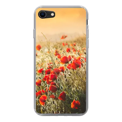 Produktbild von MuchoWow® Handyhülle Schutzhülle Hülle für iPhone 7 Sonnenstrahlen über einem Mohnblumenstrauß Silikon Softcase Handy Hülle - Kartenhalter