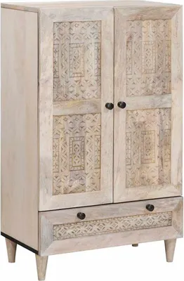 Produktbild von Hochboard Weiß 60 x 33 x 100 cm massives Mangoholz