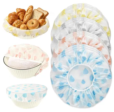 Image de Couvercles réutilisables pour aliments - Film alimentaire élastique pour bols - Lot de 12