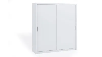 Produktbild von FurMeb24 Schiebetrenschrank BONO 200 cm Kleiderschrank Ohne Spiegel, 2-triger Schiebeschrank (Weiss / Weiss)