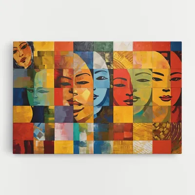 Produktbild von ARTHUB® Leinwandbild 80x120 cm, Abstract Concept Collage | Wohnzimmerdekoration, Hängende Bilder, Wanddekoration, Heimdekoration, Moderne, Collagen