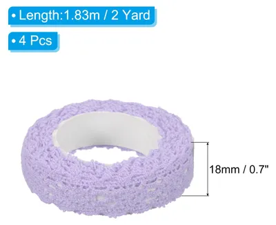 Produktbild von 0,7" Breites 2 Meter Selbstklebendes Spitzenband Spitzenband, 4er Pack Baumwoll Washi Verzierungen Aufkleber Masking fš¹r Basteln Scrapbooking DIY Kartenherstellung, Lila