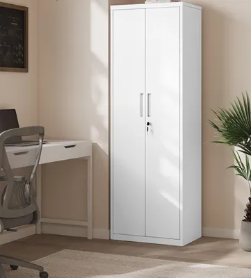 Image de Armoire de rangement métallique à 5 étagères, dimensions 40x60x180 cm, couleur blanche