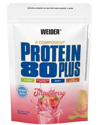 Immagine prodotto di Weider Protein 80 Plus - sacchetto da 500 g Fragola