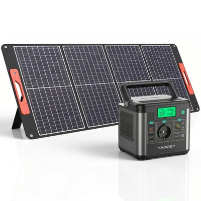Produktbild von SWAREY 222Wh Power Station mit 100W Solarpanel, 300W AC-Ausgang, 65W USB-C