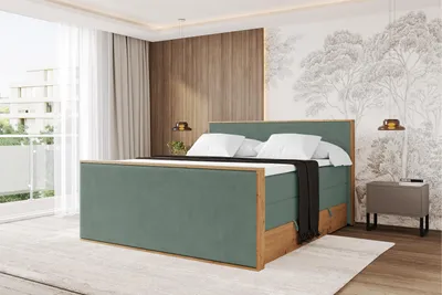 Produktbild von ALTDECOR BOXSPRINGBETT mit 2xBettkasten und Lattenrost, Topper, Boxbett, Polsterbett mit Bettkasten mit Stauraum und Kopfteil mit Matratze H3/H4 - LOLLI9-Z-KING 200x200 Grün
