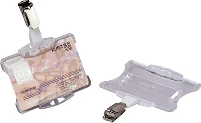 Zdjęcie produktu dla Identyfikator do kart pracowniczych z klipsem, 54 x 85 mm, przezroczysty, opakowanie = 6 x 25 sztuk