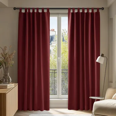 Produktbild von Verdunkelungsvorhänge Schlaufen Gardinen Schlafzimmer Thermogardine Kälteschutz 2er Set 245x140 cm Rot