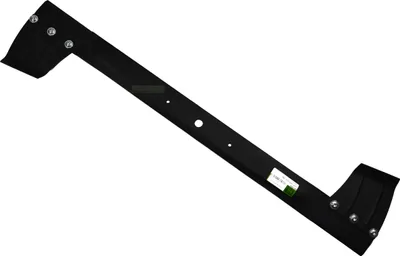 A black metal blade for a lawn tractor, shown against a white background.