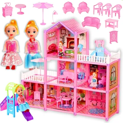Immagine prodotto di Set di accessori per la casa delle bambole 129 pezzi villa rosa regalo per una bambina