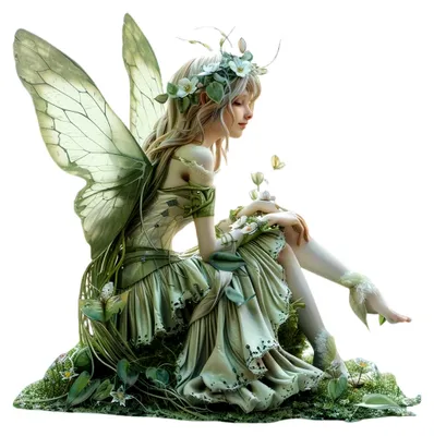Produktbild von Gartenornament Sitzende Fee, Elfenfiguren für den Garten, Harz Dekoration