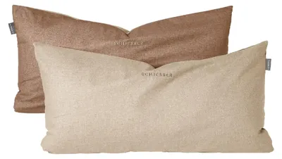 Produktbild von SCHIESSER Kissenhüllenset Doubleface | Zweifarbig | Renforcé | 2-teilig | 100% Baumwolle | Angenehm weich & glatt | YKK-Reißverschluss | 40x80 cm | Sand