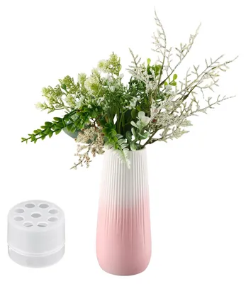 Immagine prodotto di Omgoods - Vaso in Vetroceramica rosa sfumato, vaso decorativo per fiori, 20 cm