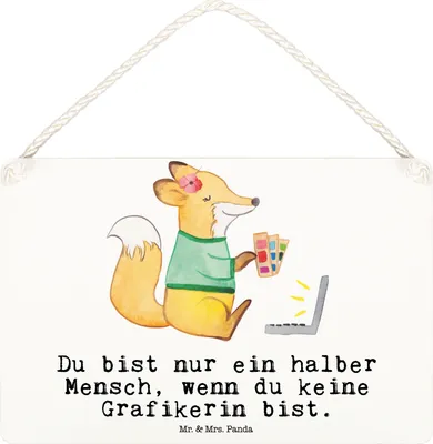 Produktbild von Mr. & Mrs. Panda wandtafel Grafikerin Herz DIN A6 - Weiß - Geschenk, kleine aufmerksamkeit, Türschild, Mediengestalter, holzbild, wandhänger, Witzig, Lustig, Spruch