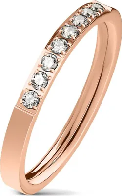 Produktbild von Eleganter Damen Ring aus Edelstahl | glänzende Zirkonia-Kristalle | Partnerring | Verlobungsring | Ehering rosegold 52 - Ø 16,51 mm