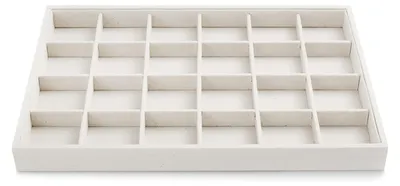 Obrázek produktu pro Organizér na šperky, stohovatelný - Úložný prostor na šperky - Šuplík na šperky - 24 přihrádek - Kvalitní dřevovláknitý materiál - Sametová povrchová úprava - Organizér na šperky