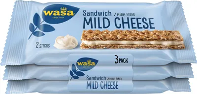 Produktbild von Wasa Sandwich Mild Cheese Käse 3er Volkorn Knäckebrot Riegel 90g