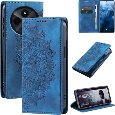 Produktbild von Mandala Handyhülle für Xiaomi Redmi 14C RFID Schutz Klapphülle Case Cover Design Schutzhülle Farbe: Blau