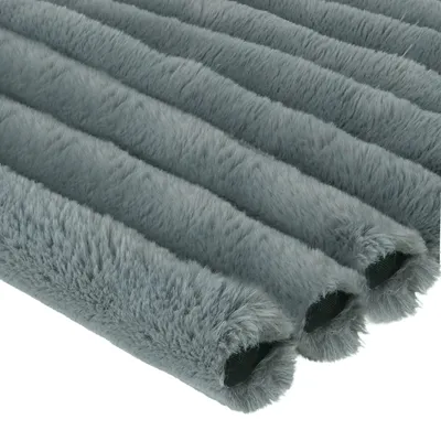 Immagine prodotto di Peluche, tessuto a maglia a righe, strisce molto spesse (5 cm), Pelliccia sintetica, grafite, 50x165 cm