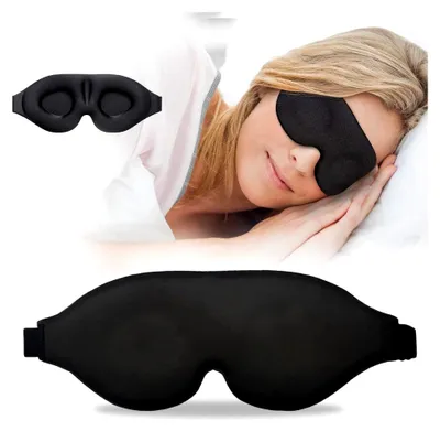 Produktbild von Schlafmaske für Herren Frauen, 3D Vertiefte Augenhöhlen, 100％ Lichtblockierende Schlafbrille mit Memory Foam für Reisen, Schwarz