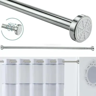 Productafbeelding van Douchegordijnstang - Telescopische klemstang - 85–140 cm - Geen boren nodig - Antislip - RVS