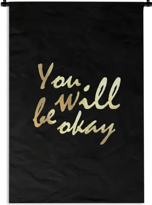 Produktbild von MuchoWow® Wandteppich Wandbehang Zitat - Motivation - Gold - Schwarz 90x135 cm Tapisserie Dekoration Wandtuch - Baumwolle - Wandskulptur