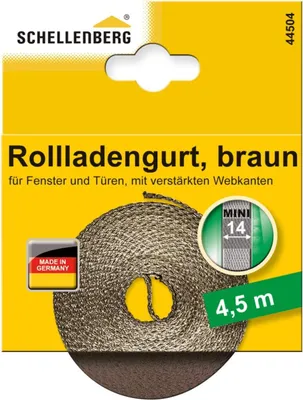 Produktbild von Schellenberg 44504 Rolladengurt 14 mm x 4,5 m System MINI, Rollladengurt, Gurtband, Rolladenband, braun