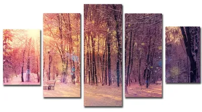 Productafbeelding van Set van 5 Canvasprints met Boslandschap