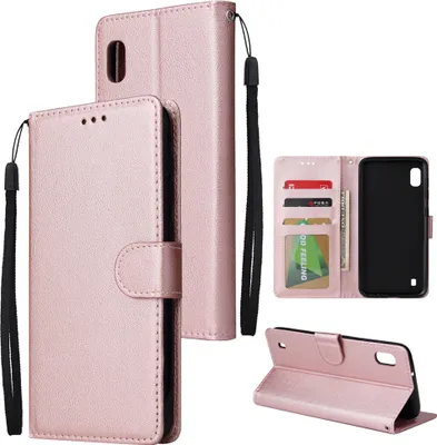 Produktbild von Für Samsung A10 Flip-Typ Leder Schutzhülle mit 3 Kartenposition Schnalle Design Cover Rose gold