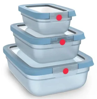 Image de Lot de 3 récipients alimentaires TEFAL oneClick N1230210 (0,5 L / 1,2 L / 2,3 L)