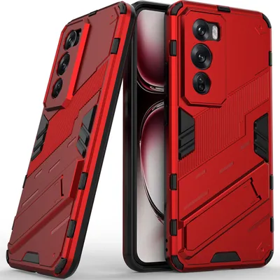 Image de Coque pour Oppo Reno12 Pro Coque de protection antichoc en PC TPU hybride avec fonction stand Rouge